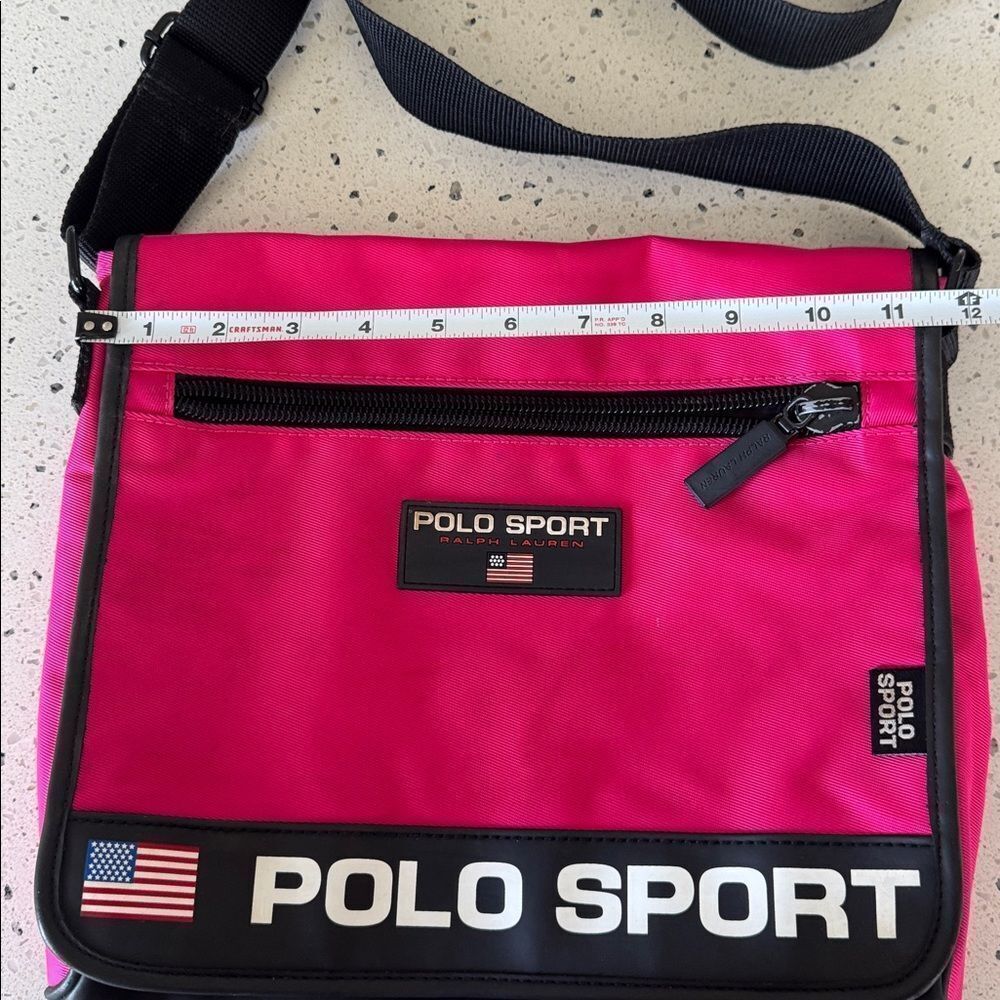 Polo Sport by Ralph Lauren Vintage 90’s Pink Black Messenger Bag Crossbody Retro - Picture 3 of 16